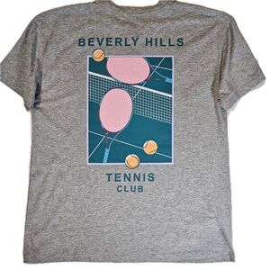 Inspired Culture Beverly Hills Shirt Womens XL Gray Tennis Graphic Tee Casual